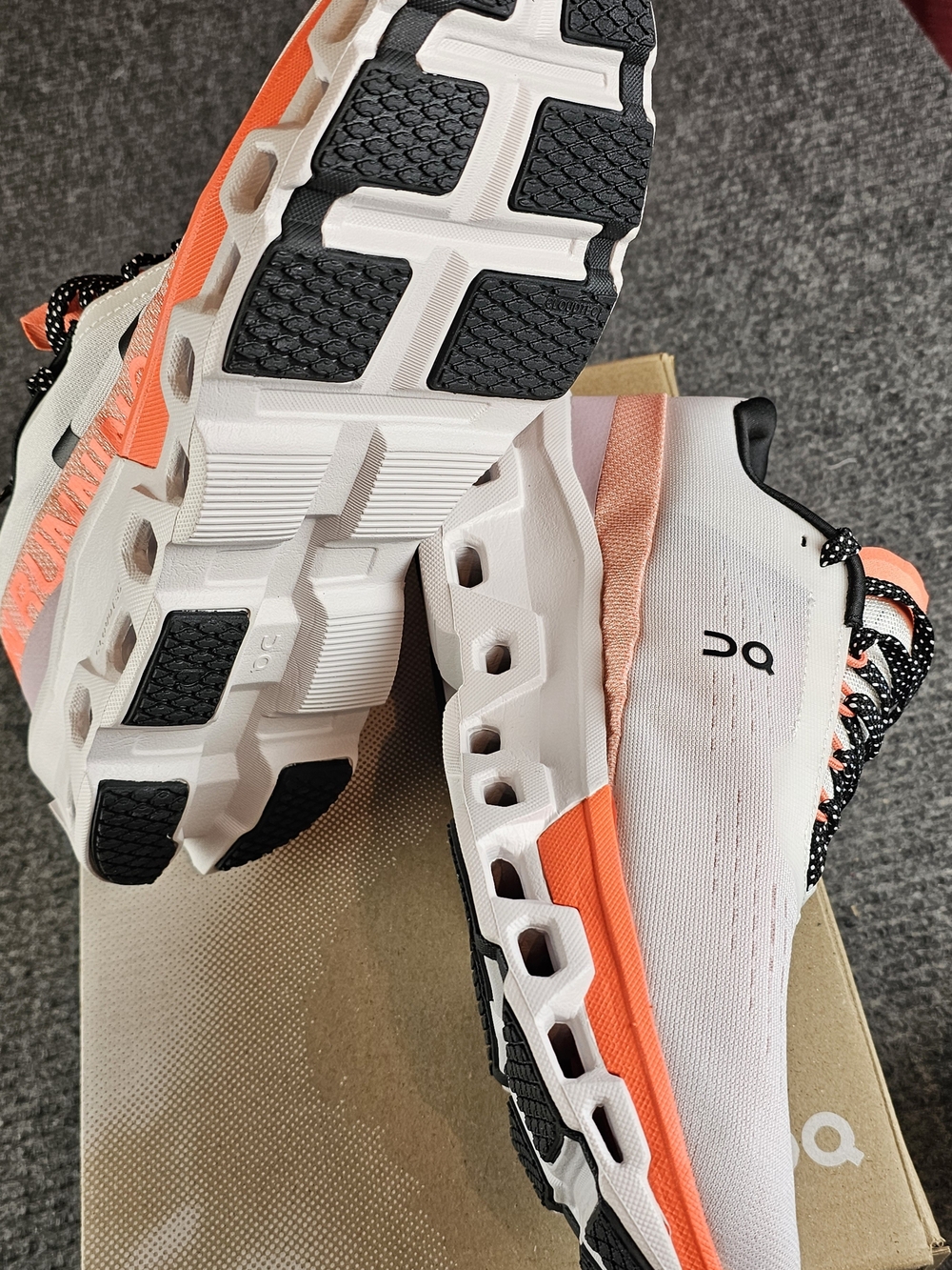 On Cloud Mens Cloudmonster 2 Running Shoes in White & Flame Orange New - Picture 7 of 7